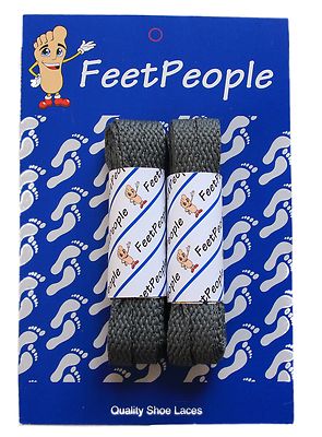 FeetPeople Flat Laces, 2 Pair Pack, 27 - 72 inches, CHARCOAL