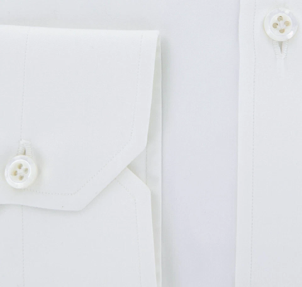 Camisa Luigi Borrelli blanca de algodón liso - delgada - (RJ) Foto 3 de 4