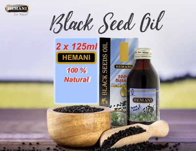 2 x Hemani Black Seed Oil 125ml 100% Natural Nigella Sativa Cumin Kolanji Oil