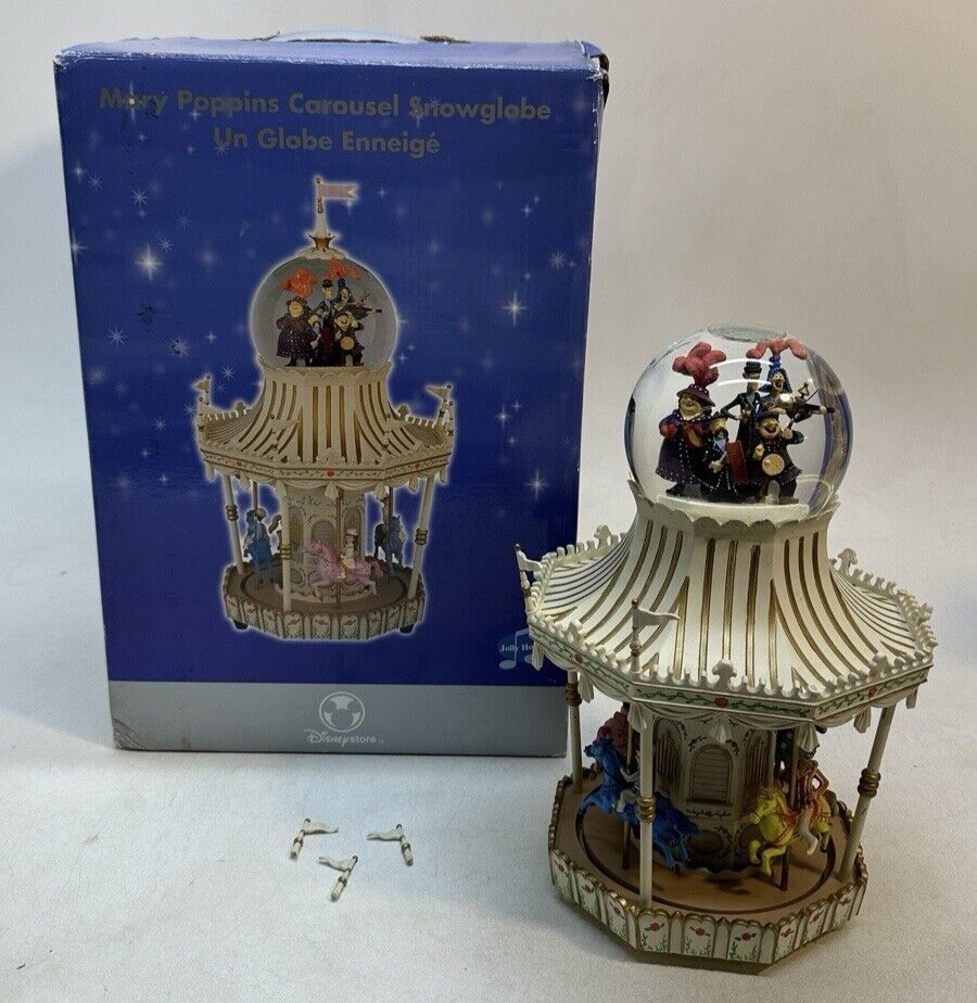 Disney Mary Poppins Rotating Carousel Snowglobe Music Box -Works