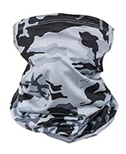 Face Mask Neck Gaiter Tubular Multi Function Headwear Silver Grey Black Camo