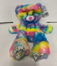 Build-A-Bear Workshop Rainbow Stripe Sparkle Bear, UNSTUFFED- NEW W/ TAGS