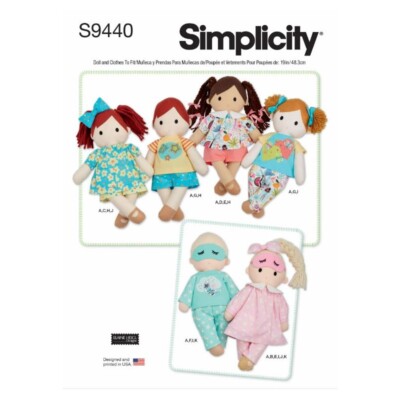 Simplicity Schnittmuster S9440 19 Zoll Plüschpuppen mit Kleidung