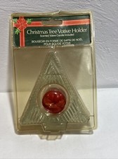 Indiana Glass Clear Christmas Tree Votive Candle Holder NOS Vintage