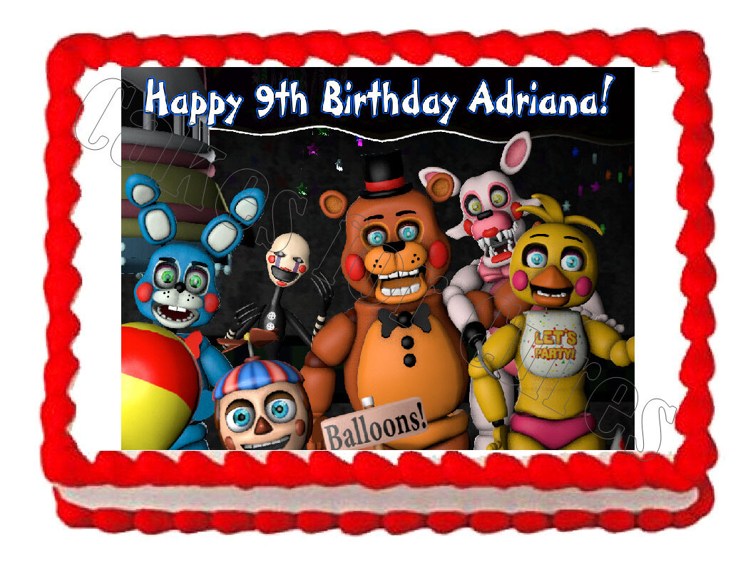 Five nights at Freddy's FNaF 3 party edible cake image topper