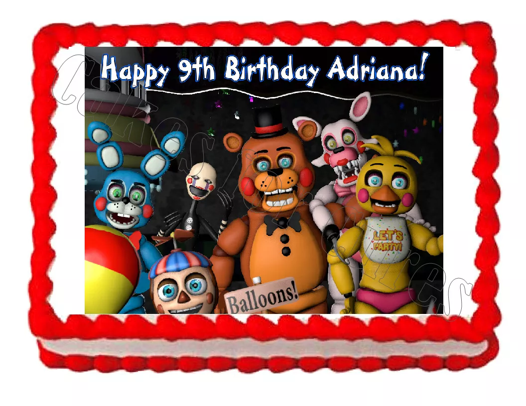 Five Nights at Freddy's Fnaf Party Edible Cake Image Cake Topper Frosting Sheet