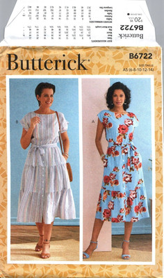 BUTTERICK SEWING PATTERN B6722 sizes 6-14 Misses Dress 4 styles NEW UNCUT