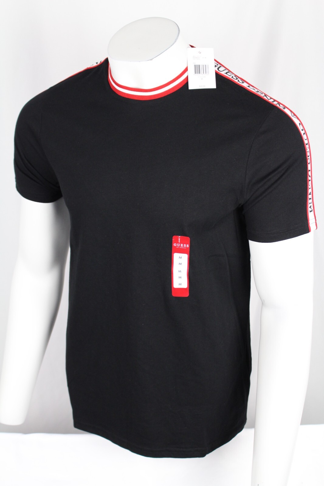 Guess Jeans Men's T Shirt Hyatt Crew Neck Tape Logo Short Sleeve Jet