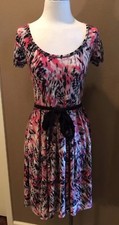 Anthropologie Sparrow M Scoop Neck Short Sleeve Office Dress W Belted Tie Waist