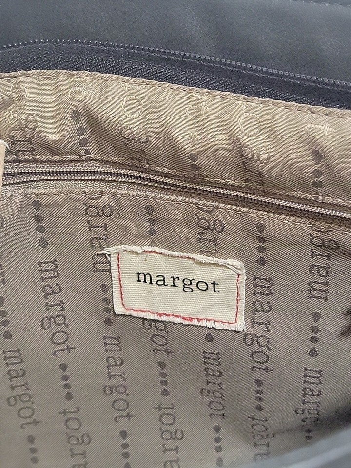 Margot Black Pebbled Leather Crossbody Handbag Purse Double Zip Pocket