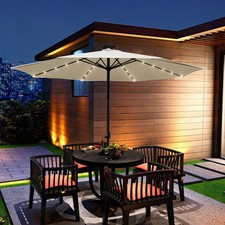 Sundale Solar-LED Terrassenschirm, 3,4 M, Beige – Mit Sandsack, Wetterfest, Für Garten & Terrasse