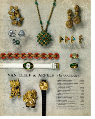 1968 VAN CLEEF & ARPELS JEWELRY MAGAZINE AD, WATCH, RINGS, CORAL, 2 SIDED AD