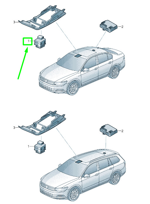 Interrupteur de store de toit ouvrant Volkswagen Passat B8 3G 510959620Edk