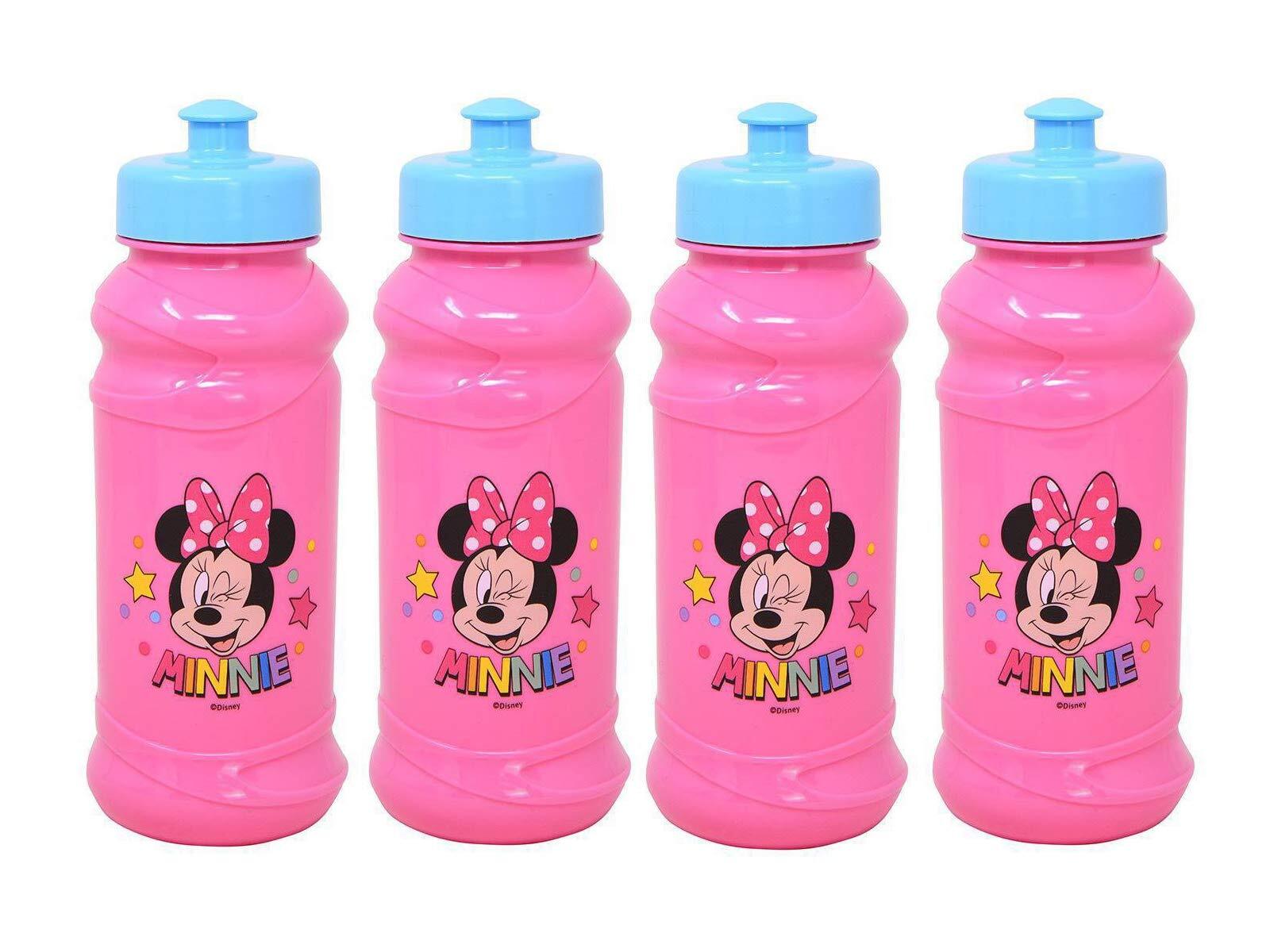 4-Pack Disney Minnie Mouse Star 16oz Pull-Top Squirt Water Bottles, Pink/Blue...