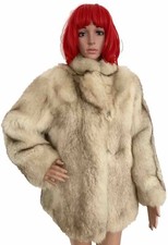 GORGEOUS REAL ARCTIC FOX FUR COAT LUXURY SWINGER BEAUTIFUL LOOK SIZE :M