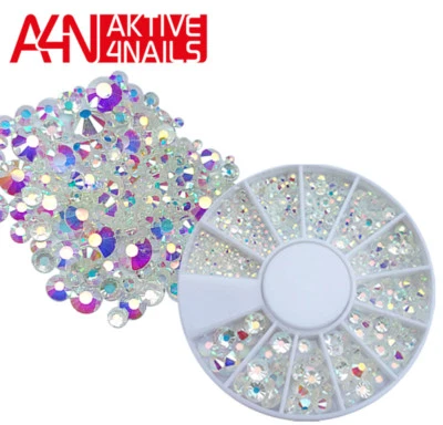 AKTIVE4NAILS Aurora Strass-Rondell 240 Steinchen / 9 versch. Größen Naildesign Steinchen Nail