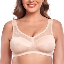 Firm Control Bra Ladies Wireless Soft Cup Non Padded Lace Bra Plus Size AA-FGHI