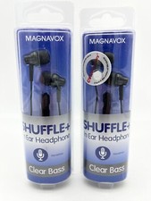 2 pack Magnavox Shuffle In Ear Headphones Clear Bass Handsfree Black