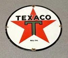 VINTAGE 12” TEXACO MOTOR OIL PORCELAIN SIGN CAR GAS