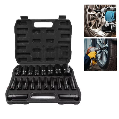 AYOVOCH Impact Sockets Set 20pcs 6-Point 1/2in Drive Bit Ratchet Tool Kit Case