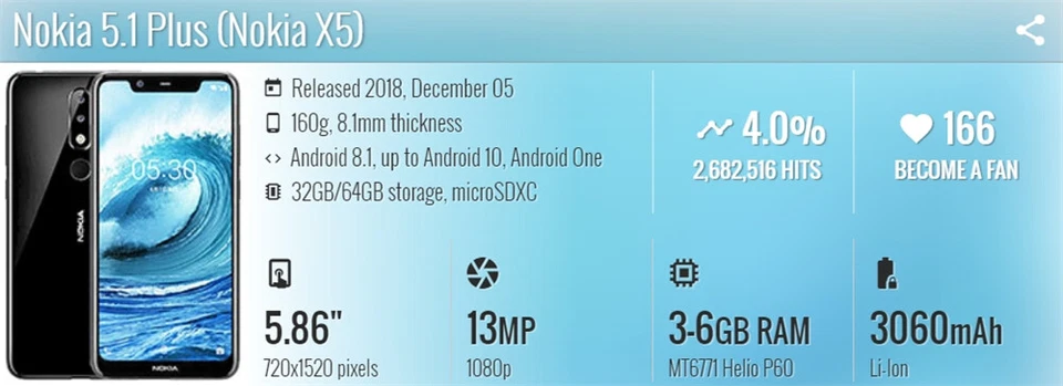 Smartphone Nokia 5.1 Plus (X5) Original Desbloqueado 2-SIM Octa-core 5.86" LTE 4G 13MP Foto 3 de 4