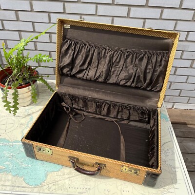 Vintage 40s Tweed JCE Suitcase with Leather Trimming | eBay