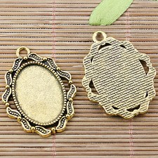 20pcs dark gold color floral rim oval cabochon settings design EF2495