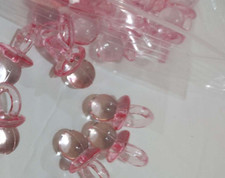 100 Pieces pink Tiny Acrylic Baby Pacifiers for Baby Shower Party Favors Filler