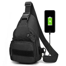 Men Backpack Molle Tactical Sling Chest Pack Shoulder Bag Outdoor Hiking Travel