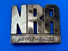 NRA Active Member Glossy Vintage American Gun Rights Patriotic Usa Belt Buckle