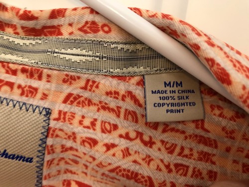 Tommy Bahama M Orange Silk Men's Hawaiian Shirt - Picture 2 of 4