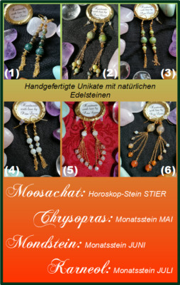 Edelstein OHRRINGE Wasserfall/Ketten-Tassel Monatsstein GEBURTSSTEIN Boho Unikat