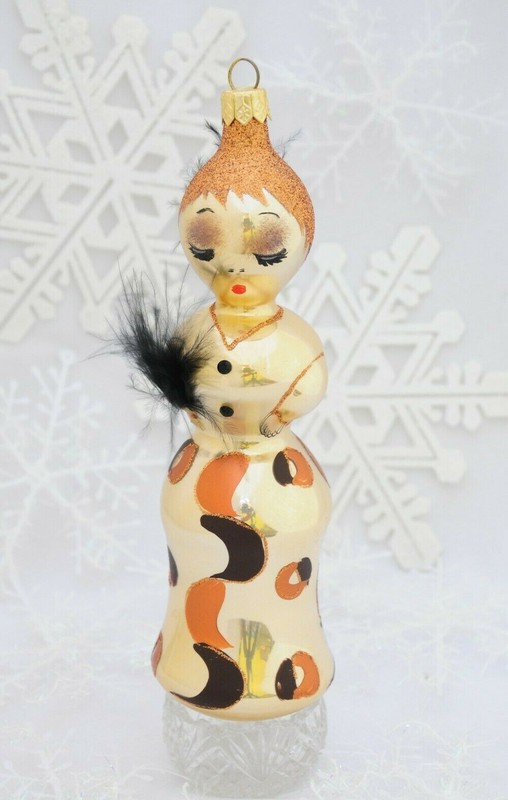 Lovely Lady In Fancy Dress Glass Christmas Ornament