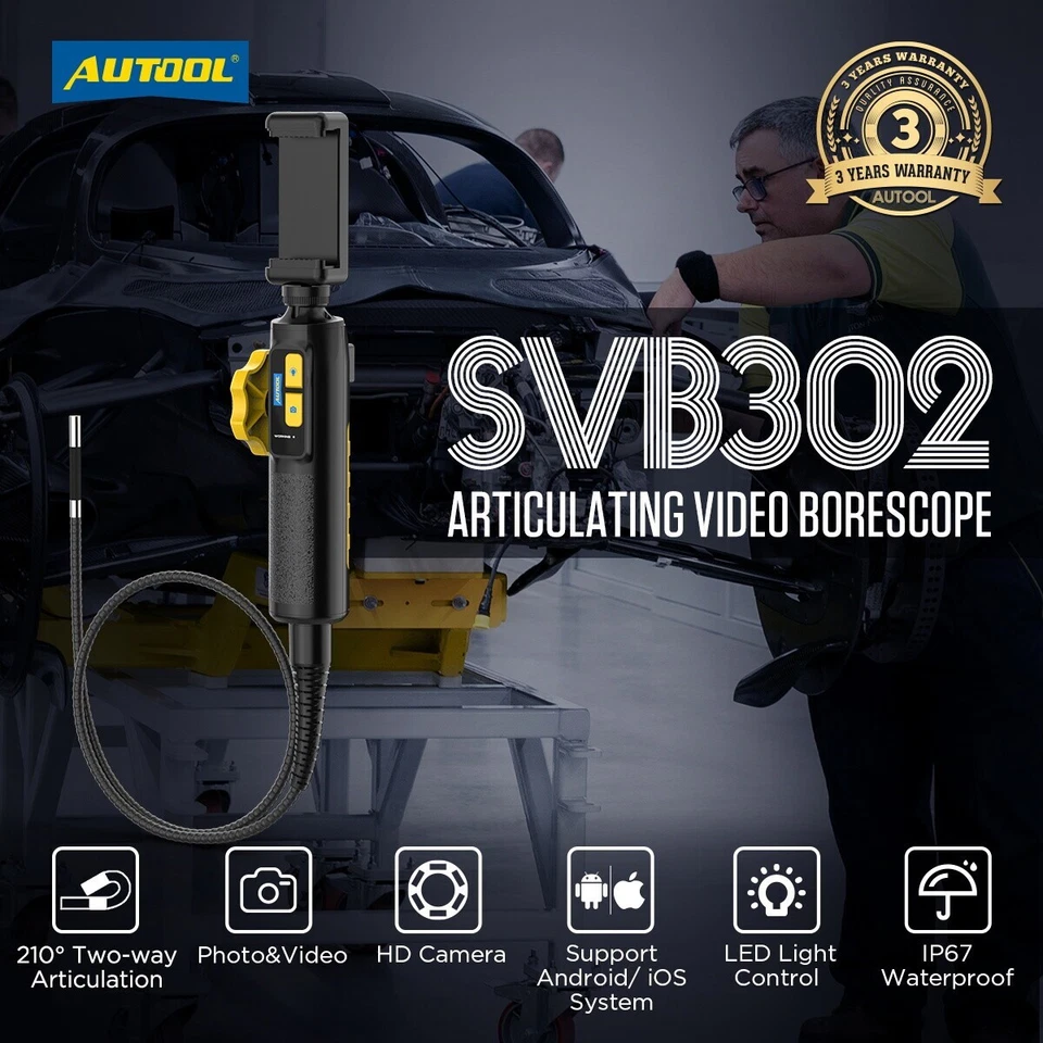 AUTOOL Industrial Endoscope Inspection Camera Borescope Camera Two-Way 210° IP67 - Image 2 of 4