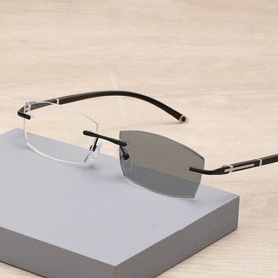 Frameless Phochromic Progressive Diamond Cut edge Reading Glasses