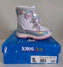 New Totes Galactica Girls Snow Boots Waterproof Size 10 White/ Pink