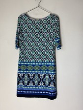 Eliza J Womens Blue Abstract Short Sleeve Relaxed Shift Dress Size 4