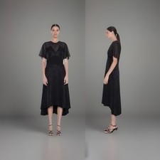 Zara Dress Black Jacquard Leopard Print Midi to maxi Evening Party uk S