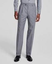 Michael Kors Men's Gray Solid Pleated Classic-Fit Dress Pants Size 32W 30L