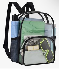 Clear Backpack Stadium Events with Front Pocket 9.5" x 6"x 11.5" Waterproof