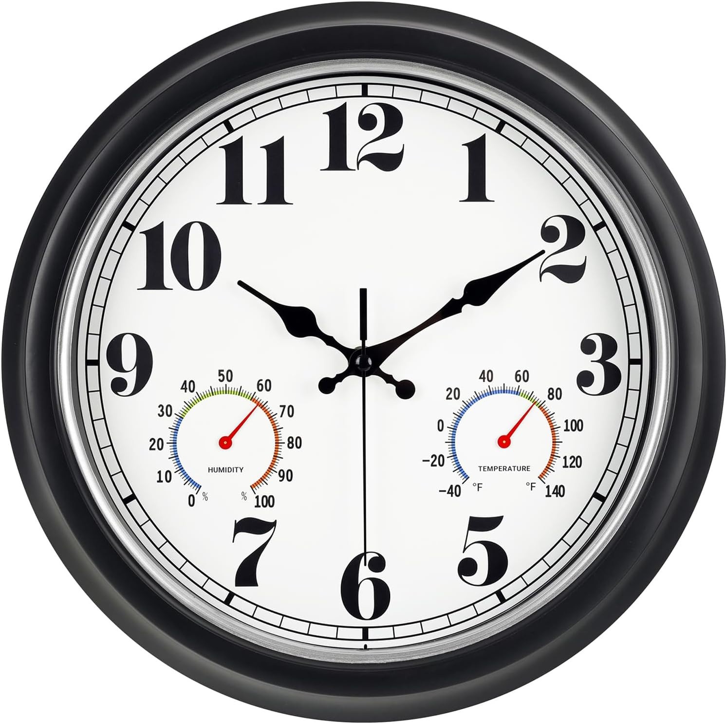 45Minst 13-Inch Vintage Outdoor Wall Clock with Thermometer and Hygrometer, Wate