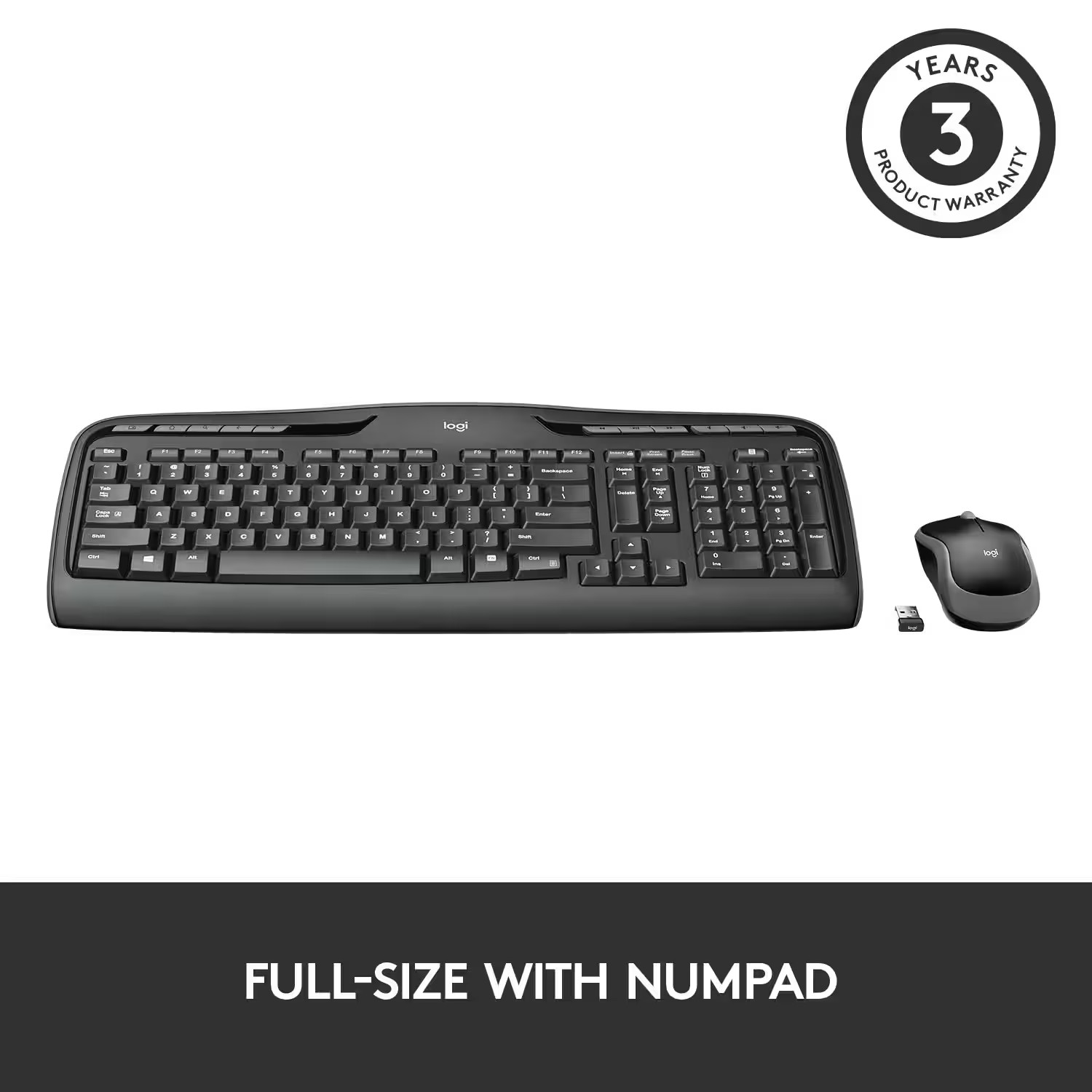 Logitech - MK320 Full-size Wireless Membrane Keyboard and Mouse Bundle for PC...