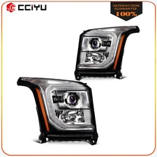 Headlight Assembly For 2015-2017 GMC Yukon Chrome Housing w/Projector Left+Right