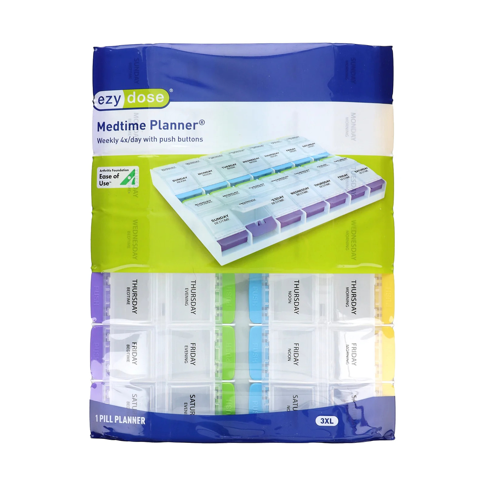 Еженедельный планировщик времени 4 раза в день с кнопками Medtime Planner 3XL 1 отсчет 5290₽