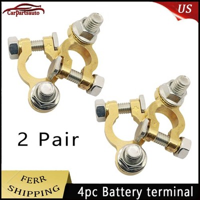 4 PCS Brass Positive Negative Car Battery Terminal Clamp Clips Connector