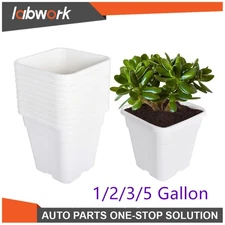 Labwork 10PCS 1/2/3/5Gallon Square Nursery Pot Plastic Grow Pots Plant Garden