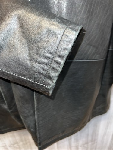 VTG Men’s Wilson Pelle Studio 90s Y2K Long Soft Black Leather Jacket XL Lined - Picture 8 of 20