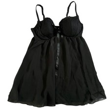 Inner Secrets Lingerie Slip Womens Size 18/20 Black Lace Sheer Lightly Lined Pjs