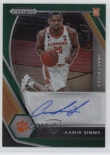 2021-22 Panini Prizm Draft Picks Green Aamir Simms #DP-ASI Auto 19g2