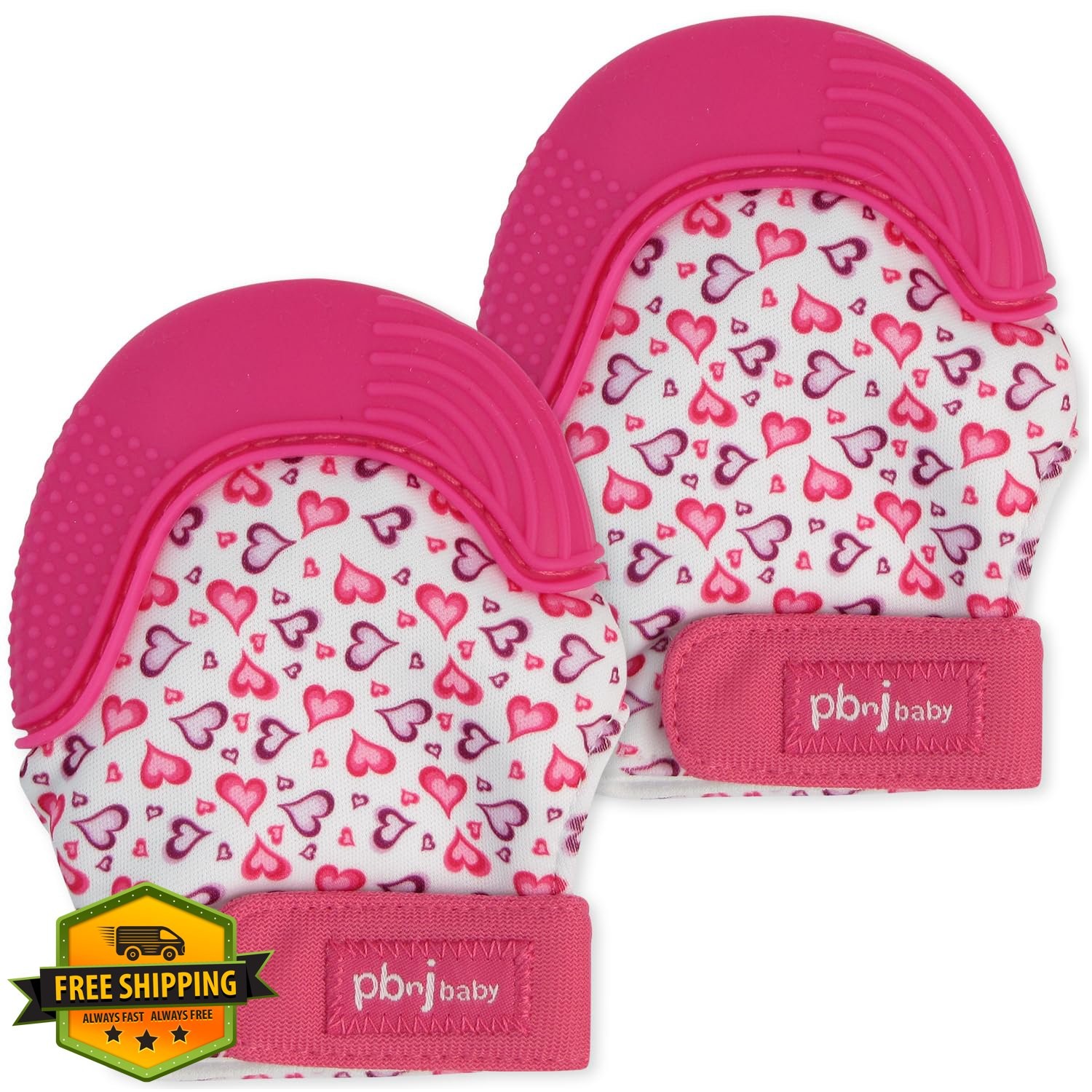 PBnJ Baby Silicone Teether Glove Hearts